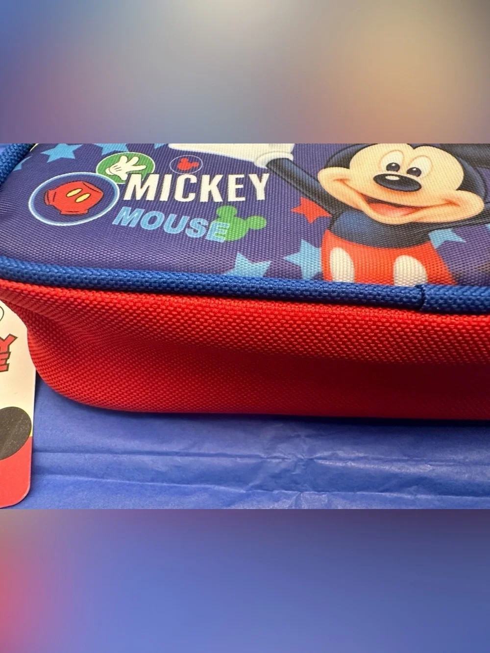 Disney Mickey Mouse Blue and Red Star Pencil Pouch*Brand New*